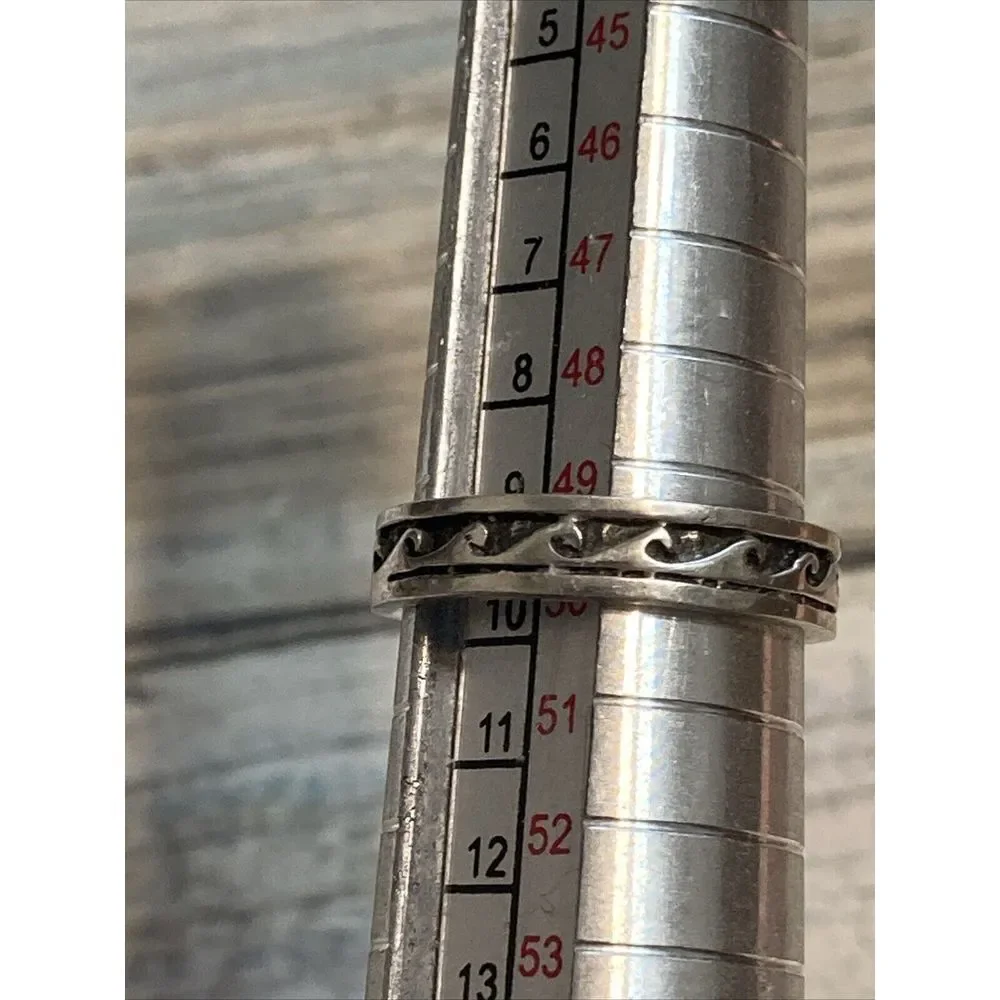 Ocean Waves Band Solid Sterling Silver Ring‎ Size 5